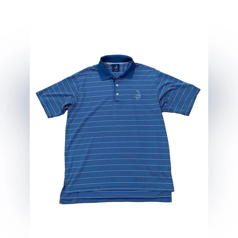 Pinehurst x Adidas Men’s Size M Blue Striped Golf Polo
